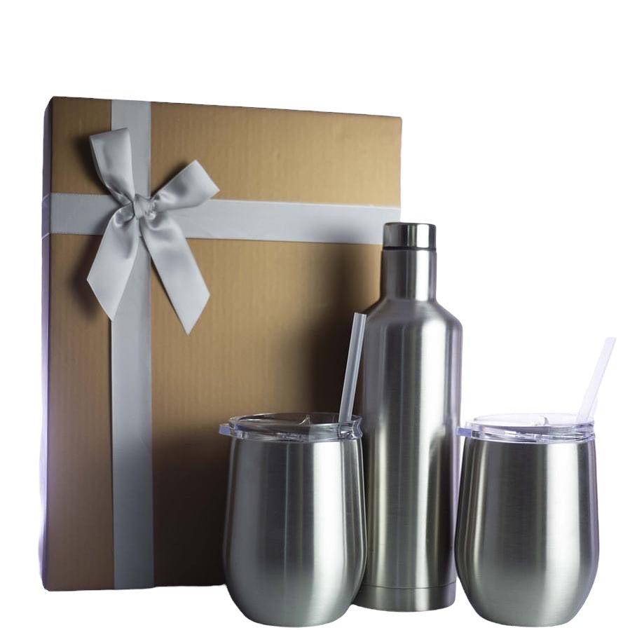 Stainless Steel Wine Bottle and Cup Gift Set